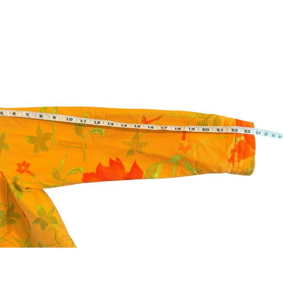 Carlisle Orange Yellow Floral Cropped Jacket Silk Cotton Blend Size 10 - Picture 10 of 11